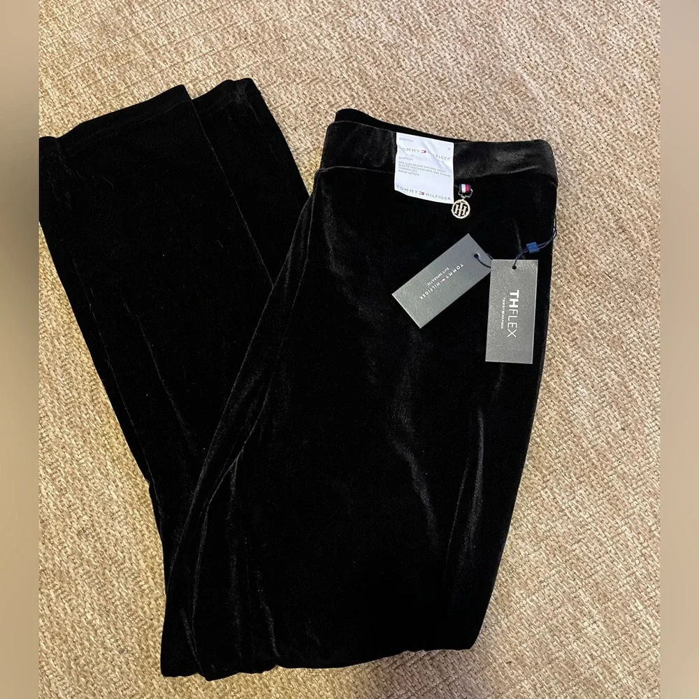 NWT Tommy Hilfiger stretch black velvet tapered ankle length pants size 16 - Picture 8 of 8